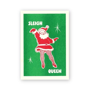 SLEIGH QUEEN / Feiertagspostkarte / Risograph / Weinachtskarten