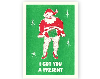 I GOT YOU A PRESENT / Carte postale pour les Fêtes / Risogravure / Weinachtskarten