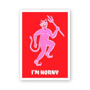 I AM HORNY / Valentinstag Postkarten / Risographie