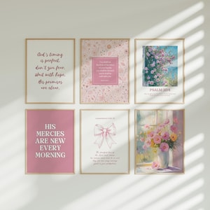 Pink Christian Wall Art Scripture Home Decor Bible Verse Cottagecore Print Pink Room Decor Trendy Art Preppy Wall Art Subtle Christian Art