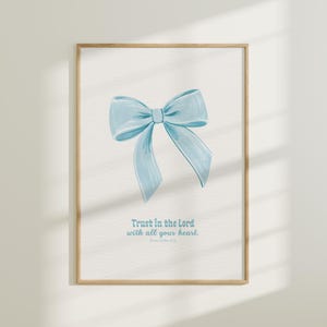 Blue Christian Wall Art Scripture Poster Blue Coquette Wall Decor Gift Girly College Dorm Room Decor Modern Christian Art Bible Verse Print