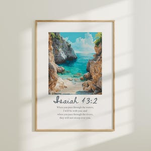 Bible Verse Wall Art Seascape Print Beach Christian Home Decor Gift Coastal Christian Wall Art Modern Scripture Art Print Bible Quote Poster
