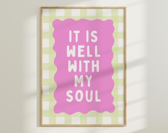 Maximalist Christian Wall Art Trendy Bible Verse Art Eclectic Wall Decor Girl Dorm Room Art Colorful Scripture Wall Art Christian Girl Gift