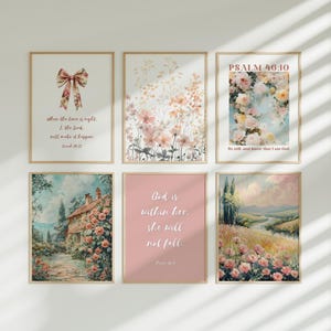 Pink Christian Art Bible Verse Print Coquette Room Decor Girly Dorm Art Floral Scripture Wall Art Encouragement Gift Faith Decor Jesus Art