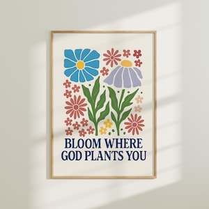 Boho Abstract Floral Wall Art Christian School Classroom Decor Teacher Gift College Dorm Wall Art Christian Quote Print Kitchen Art Print