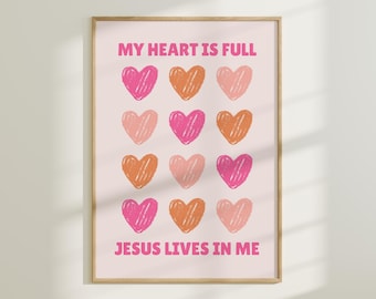 Trendy Christian Wall Art Religious Wall Print Colorful Christian Art Teen Room Decor Christian Gift Eclectic Wall Print Pink Christian Art