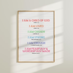 Bible Affirmation Wall Art for Kids Classroom Decor Sunday School Art Christian Teacher Gift Kids Room Wall Art Positive Classroom Poster