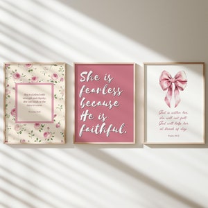 Christian Wall Art Printable Pink Wall Art Bedroom Wall Decor Bible Verse Quote Poster College Dorm Room Decor Coquette Christian Print