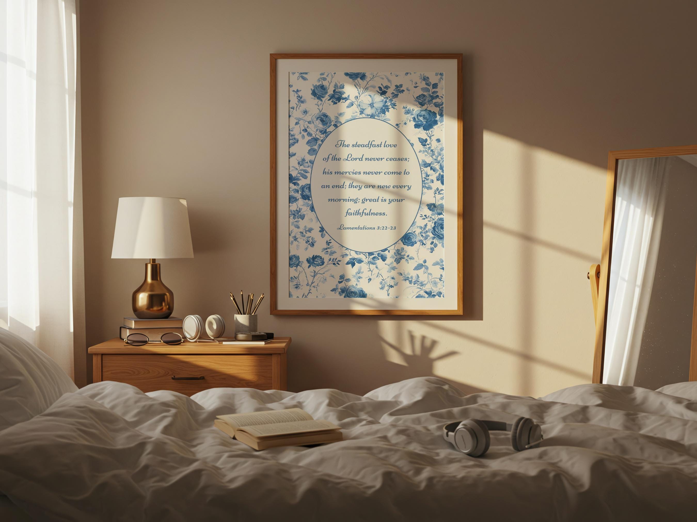 Blue Christian Wall Art Set of 3 Bible Verse Print Preppy Dorm Art ...