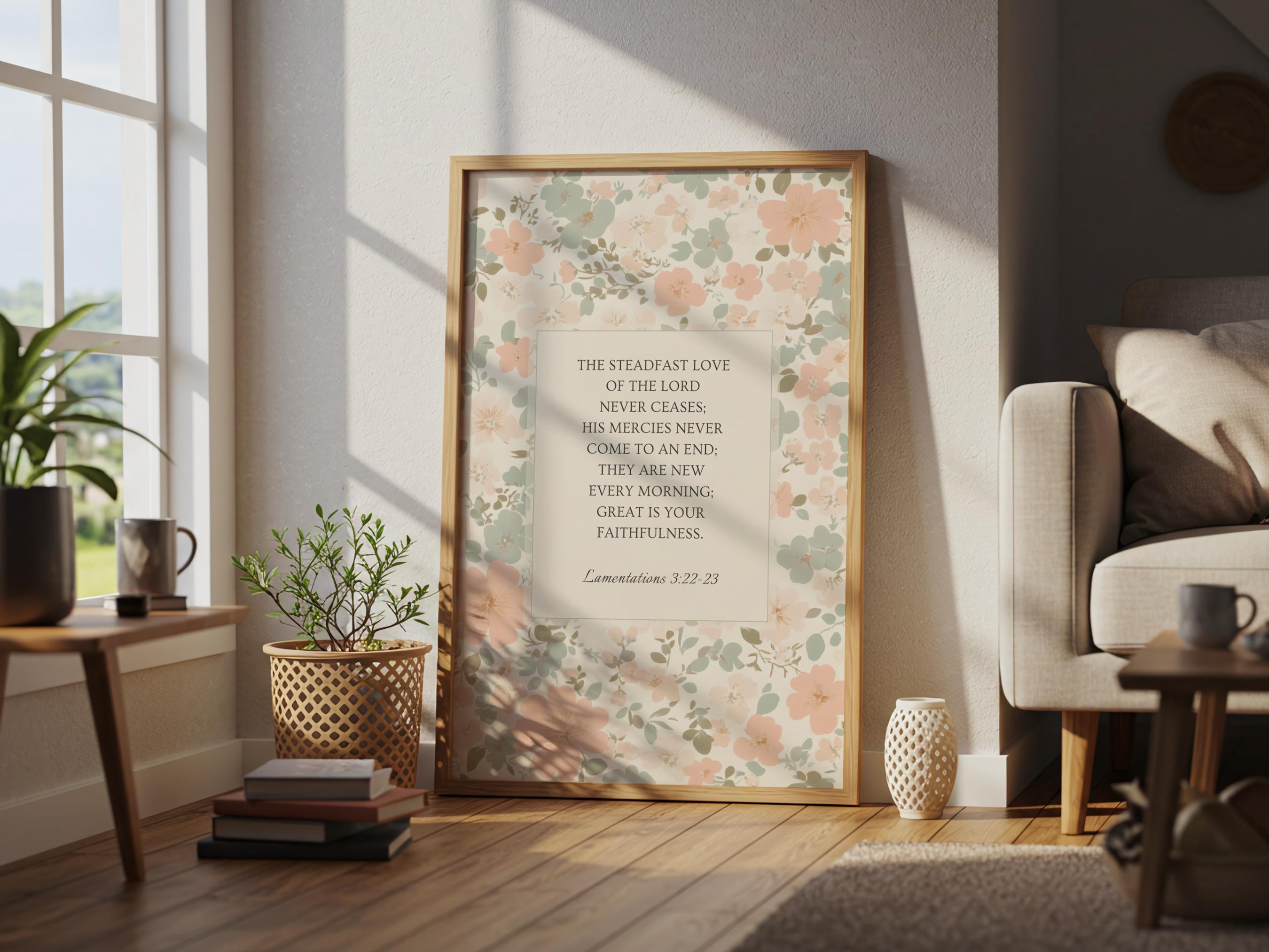 Printable Christian Wall Art Floral Scripture Print Bible Verse Poster ...