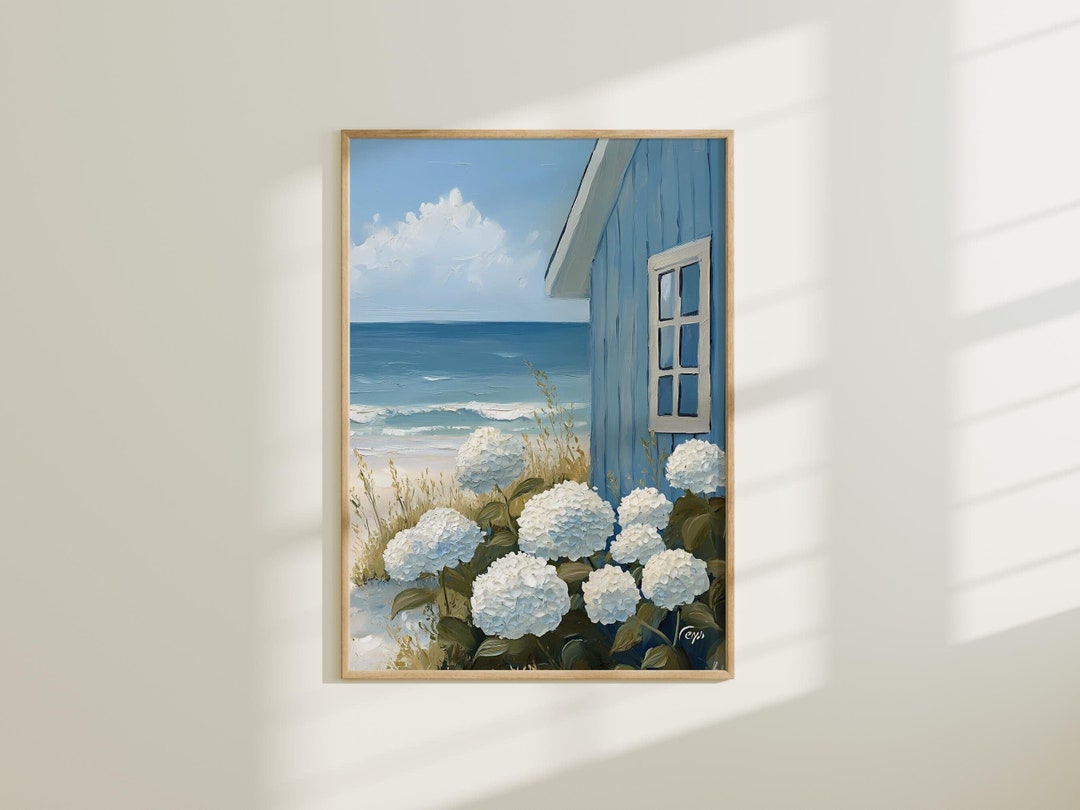 Blue Coastal Wall Art Beach House Decor Summer Vintage Wall Decor Ocean ...