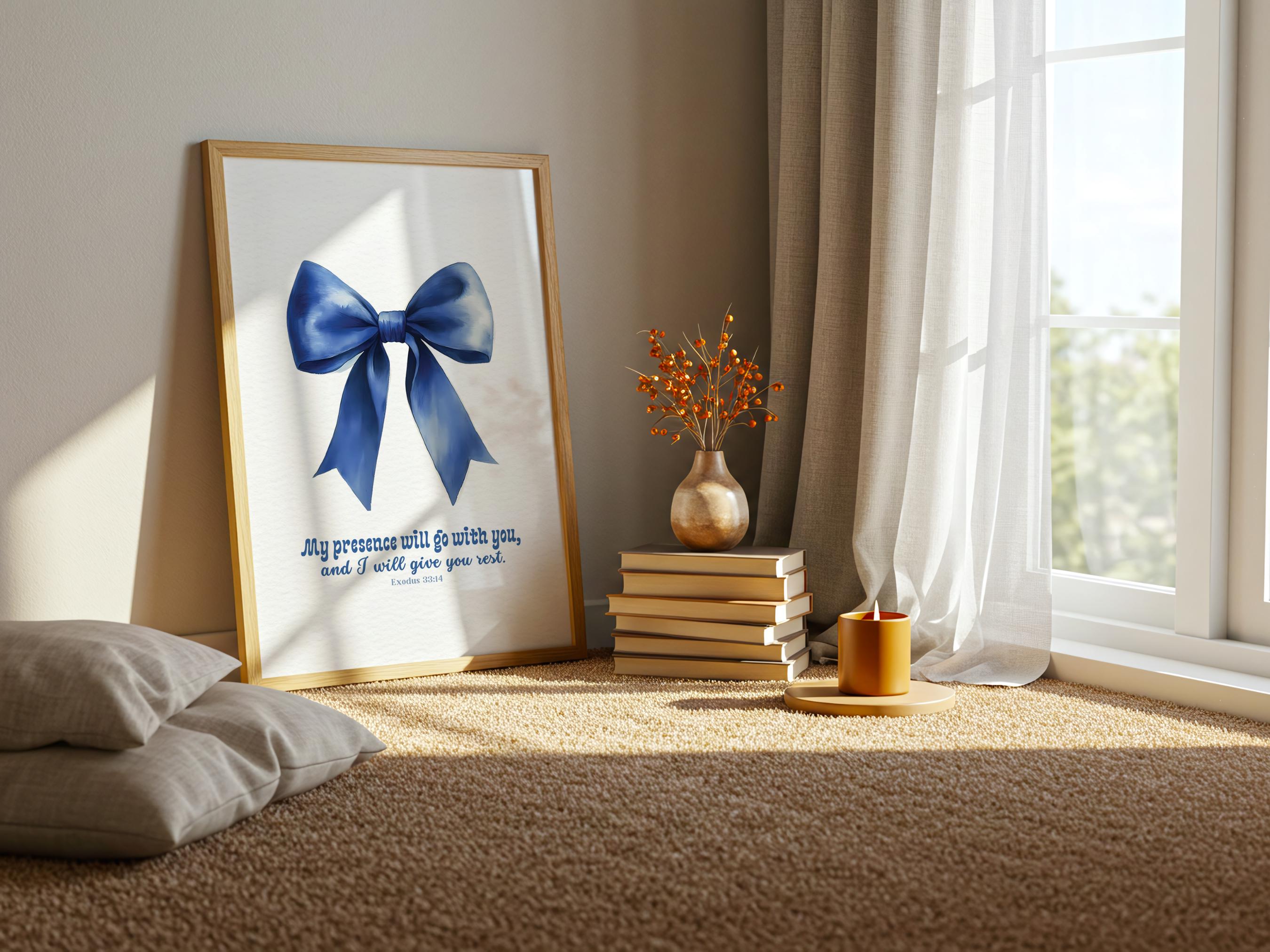 Blue Christian Wall Art Set of 3 Bible Verse Print Preppy Dorm Art ...