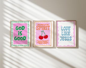 Trendy Christian Wall Art Maximalist Dopamine Decor Colorful Christian Art Eclectic Kitchen Print Preppy Dorm Room Print Scripture Art Gift