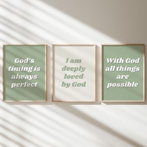 Christian Quote Wall Art Scripture Print Christian Affirmation Poster Sage Green Print Retro Christian Wall Art Minimalist Dorm Room Decor