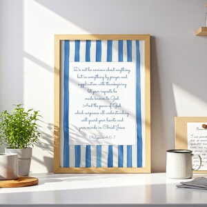 Blue Christian Wall Art Set of 3 Bible Verse Print Preppy Dorm Art ...