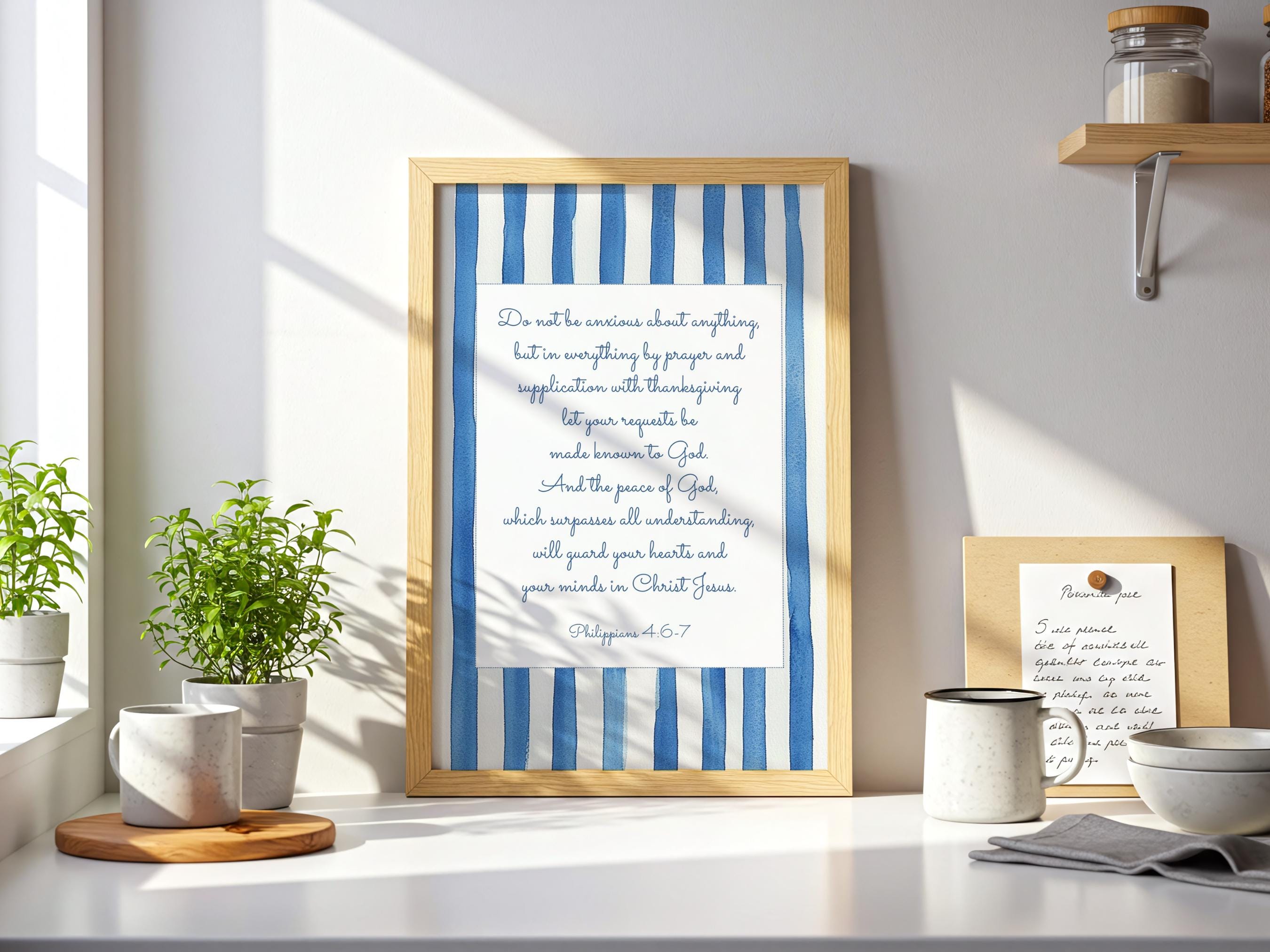 Blue Christian Wall Art Set of 3 Bible Verse Print Preppy Dorm Art ...