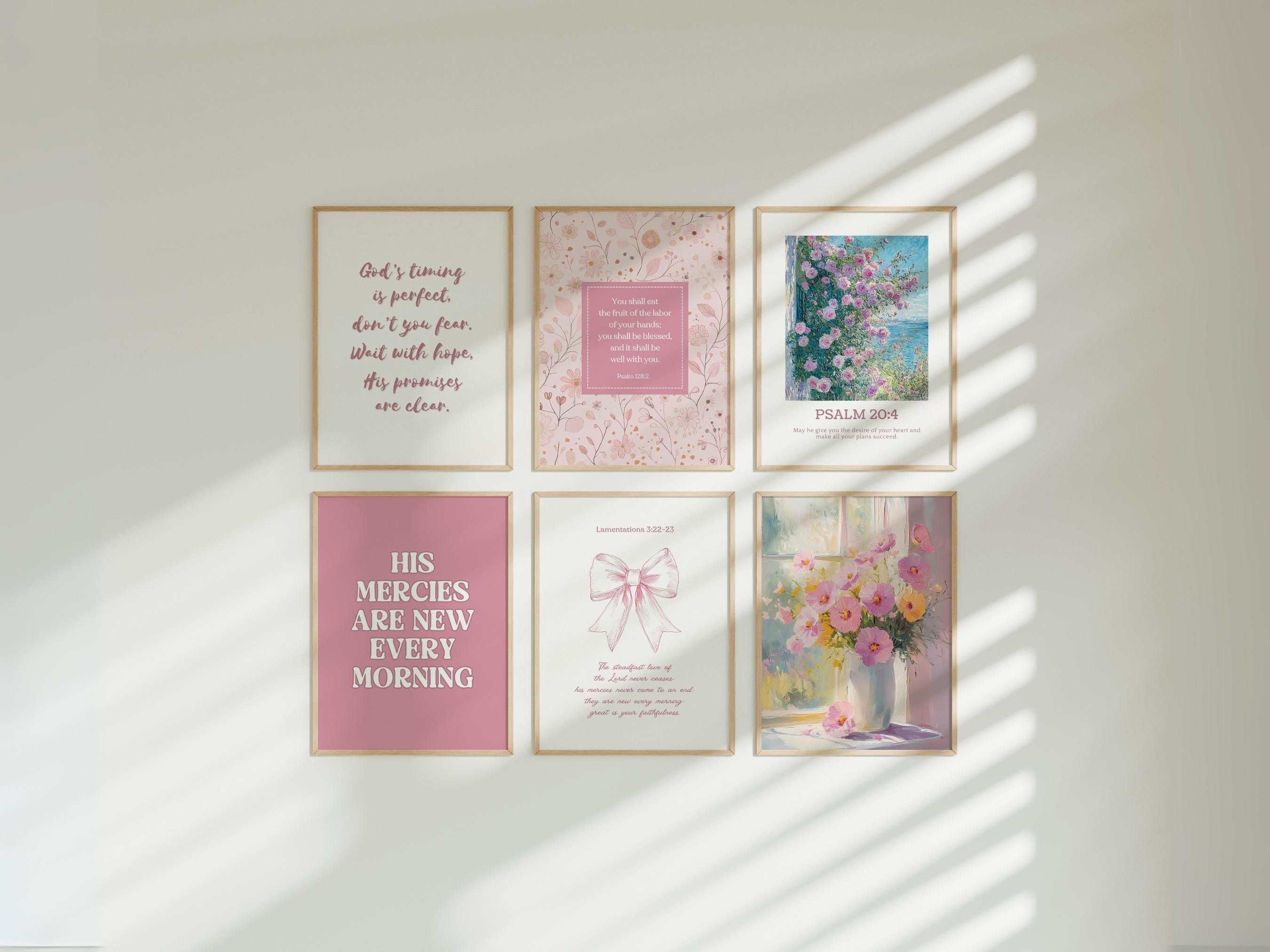 Pink Christian Wall Art Scripture Home Decor Bible Verse Cottagecore ...