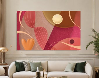 Original abstract large painting on canvas handmade rich in colors with acrylic paint with pencil and graffiti spray for living room