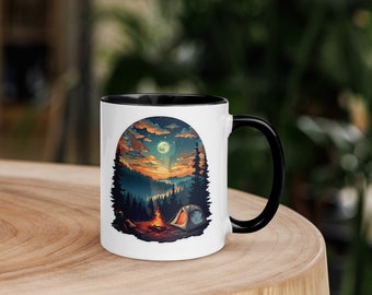 Teetasse Kaffeetasse mit Camping Design Campingtasse Tasse Outdoor Vanlife Keramiktasse Keramik