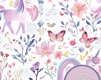 Unicorn Seamless Pattern Unicorn Digital Paper Unicorn and moon scrapbook Unicorn Repeat Pattern for fabric Unicorn kids patterns for girls