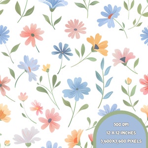Joli motif floral sans couture, nouveau motif bébé pour tissu printemps, motif floral d'été, aquarelle transparente.