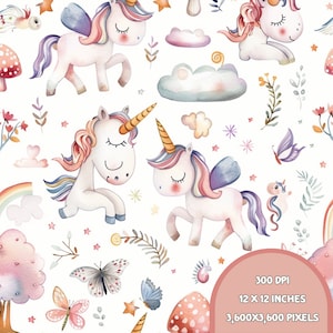 Unicorn Seamless Pattern Unicorn Digital Paper Unicorn and moon scrapbook Unicorn Repeat Pattern for fabric Unicorn kids patterns for girls.