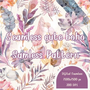 Seamless cute boho patterns, Watercolor Boho Digital Paper -  instant download for commercial use, 300 DPI