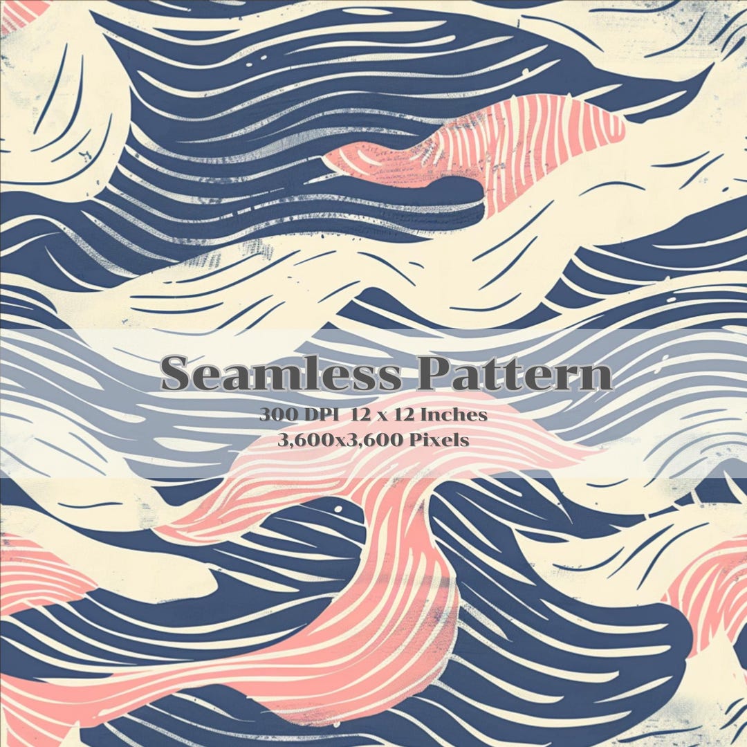 Seamless Abstract Wave Pattern - Retro Ocean Design - 300 DPI - Etsy