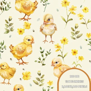 Cute Chicken Seamless | Seamless Patterns | Instant Download | Printable Digital Paper | Repeating Pattern | Fabric Printing, 300 DPI