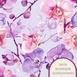 Motif floral sans couture, fleur d'orchidée sans couture, nouveau motif bébé pour tissu printemps, motif floral d'été, motif sans couture 300 ppp.
