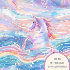 Unicorn Seamless Pattern, Unicorn Digital Paper, Unicorn and moon scrapbook, Pat