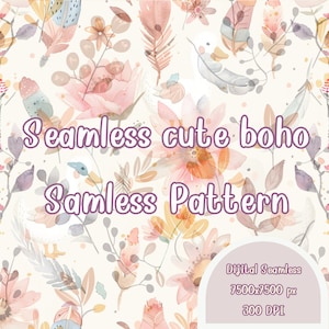 Seamless cute boho patterns, Watercolor Boho Digital Paper -  instant download for commercial use, 300 DPI