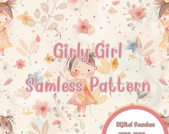 Girly Girl Seamless Pattern, Soft Girl Pattern, Digital Download, Seamless Pattern, Girly Girl Pattern Design, Repeat Pattern,300 DPI