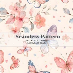 Cute butterfly Seamless | Seamless Patterns | Instant Download | Printable Digital Paper | Repeating Pattern | Fabric Printing, 300 DPI