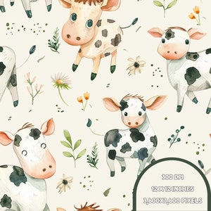 Cute cow Seamless | Seamless Patterns | Instant Download | Printable Digital Paper | Repeating Pattern | Fabric Printing, 300 DPI