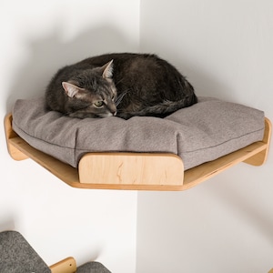 Big Corner cat shelf, cat bed, cat shelves, set of cat wall furniture, wooden cat furniture, cat wall steps, cat ladder, cat wall shelf