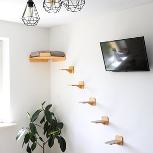 Cat steps, cat ladder, cat climbing wall, modern cat furniture, cat scratcher, cat wall shelves, set of cat wall furniture, corner cat bed