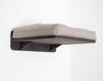 Wall Mounted Cat Bed, Modern Cat Shelf with Washable Pillow, Black furniture, Perch, Lounge.