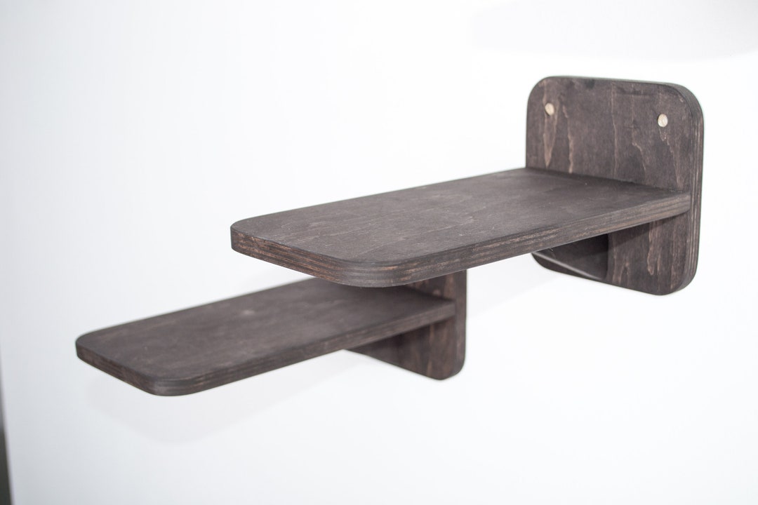 Set of 2 Cat Wall Steps - Modern Cat Climber Furniture, Black Wooden ...