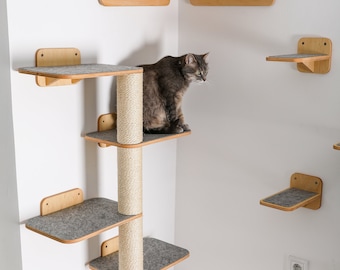 Wall-mounted cat tree, cat climbing shelves, cat tree, cat scratcher,  modern cat furniture, wooden cat tree, cat wall steps,cat scratch tree