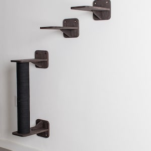 Cat scratcher and cat wall steps. Set of wall furniture for cats. Cat tree, cat wall shelves, modern cat furniture, cat scratching post