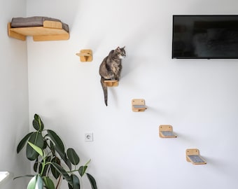 Cat steps, cat ladder, cat climbing wall, modern cat furniture, cat scratcher, cat wall shelves, set of cat wall furniture, corner cat bed