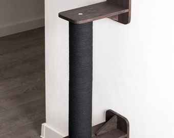 Black Modern Wall Mounted Cat Scratcher: Sisal, Jute, White or black Cotton Rope.