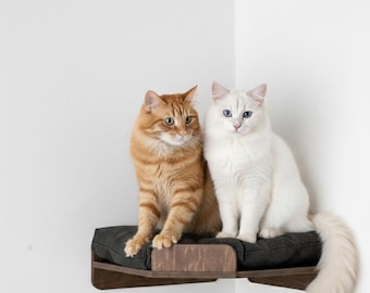 Corner cat shelf with pillow, Cat corner wall bed. Cat wall furniture, Large cat bed, Corner cat perch, Cat wall bed, Cat bed for 2 big cats