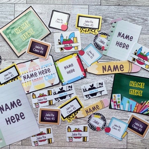 Gepersonaliseerde stickers voor schoolbenodigdheden: terug naar school-labels (20 stuks)