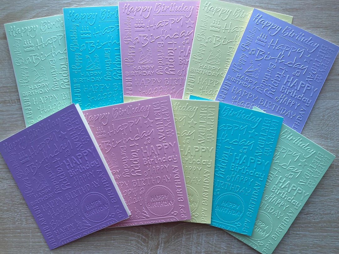 Handmade Embossed Happy Birthday Card Set - A7 Size - Etsy