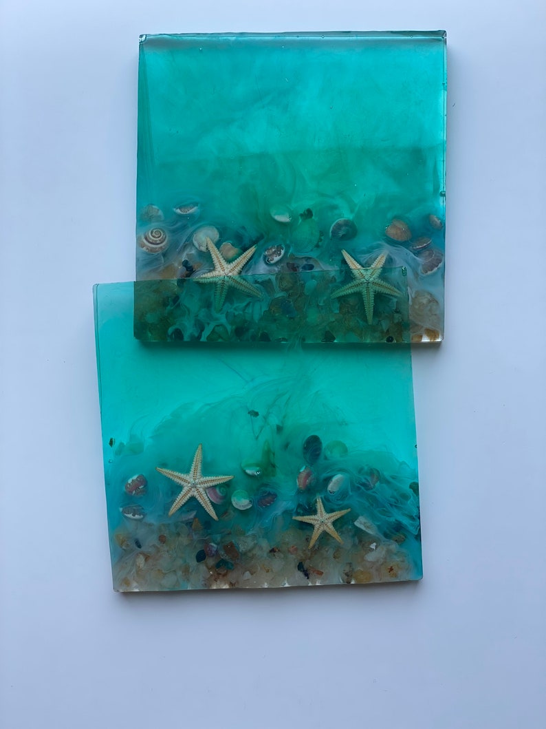 Nautical Resin Coasters Beach Housewarming Gift Idea Ocean Home Decor