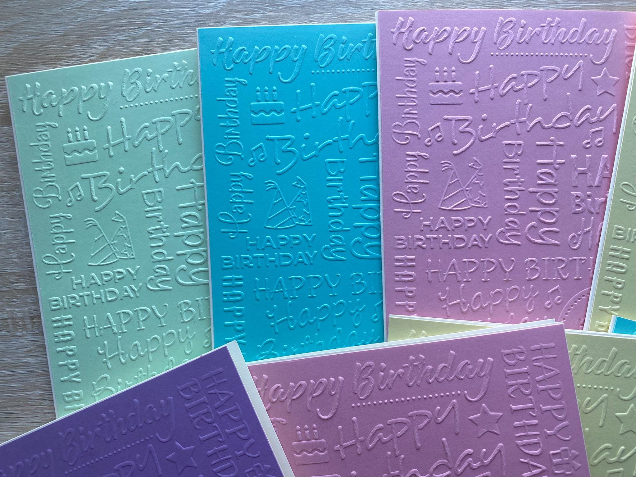 Handmade Embossed Happy Birthday Card Set - A7 Size - Etsy