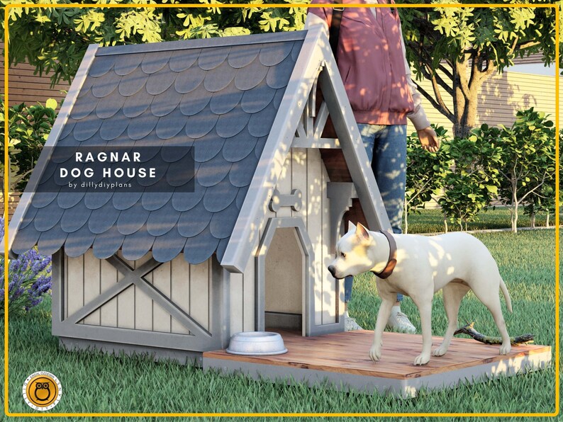 DIY Wooden Dog House Plans PDF, Outdoor Dog Kennel Plans, DIY Dog House
