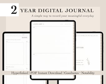 Diario digitale di 2 anni / Agenda giornaliera con collegamenti ipertestuali (download in PDF)